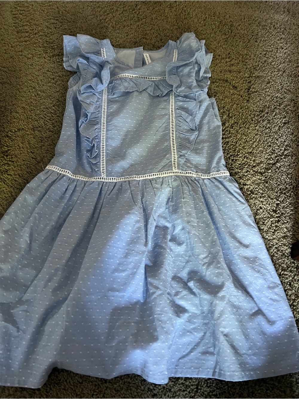 Janie and Jack Light Blue Ruffle Dot Cotton Dress